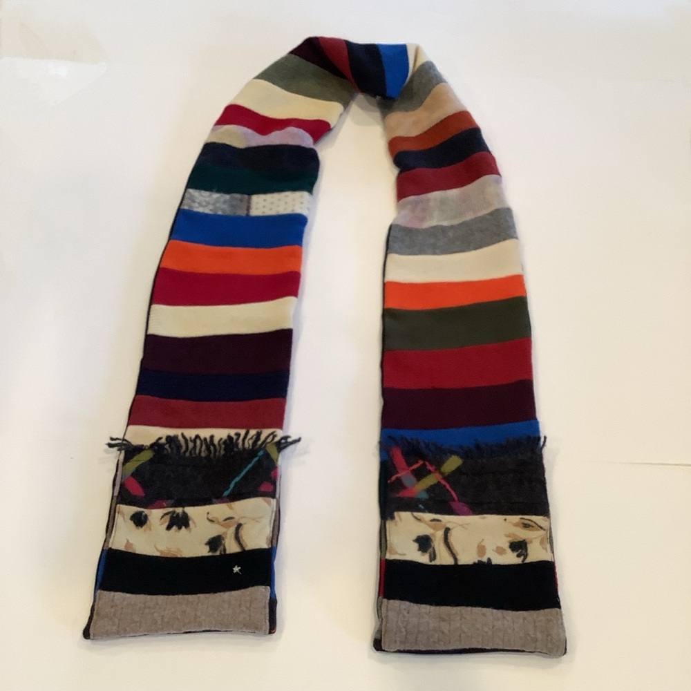 Multicolored Striped Rectangular Scarf With Pocke… - image 1